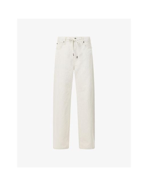 FRAME White Off-Duty Drawstring Cotton And Linen-Blend Trousers