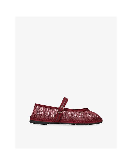 Flabelus Red Isabella Mesh Mary-Jane Flats
