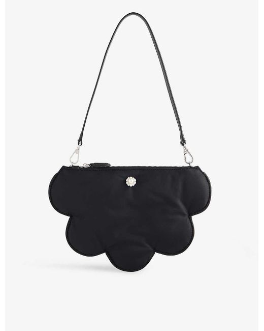 Simone Rocha Black Daisy Pearl-embellished Satin Shoulder Bag