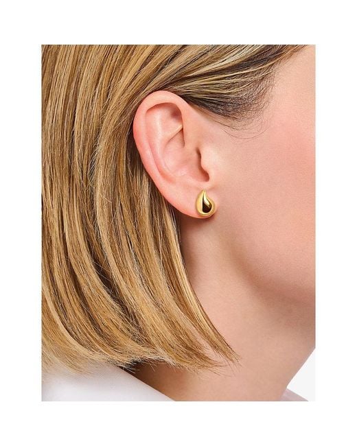 Thomas Sabo Metallic Small Organic Drop-Shape 18Ct- Plated 925 Sterling Stud Earrings