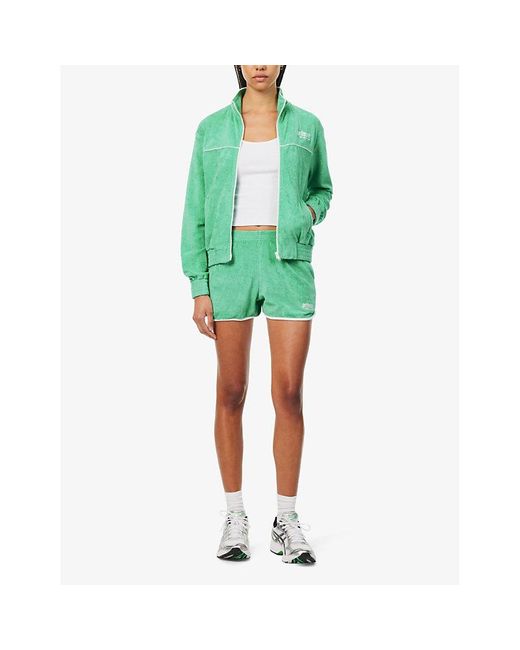 Sporty & Rich Green X Prince Brand-patch Terry-towelling Cotton-jersey Jacket X