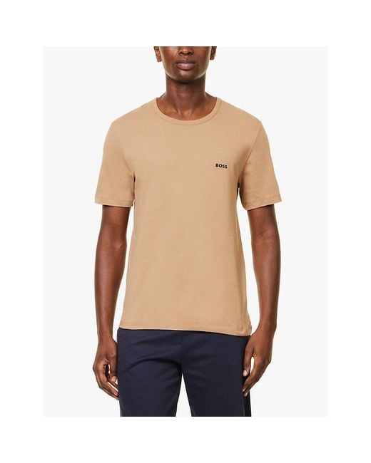 Boss Blue Crewneck Brand-Embroidered Pack Of Three Cotton-Jersey T-Shirts for men