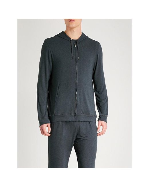 Derek Rose Gray Marlowe Stretch-Jersey Hoody for men