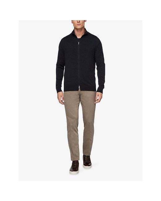 Boggi Blue Full-Zip Merino Wool Jumper for men