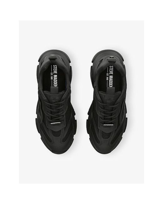 Steve Madden Black Possess Chunky Mesh And Faux-Leather Trainers for men