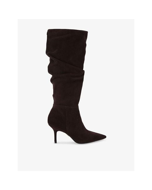 Carvela Kurt Geiger Black Spirit Slouch Suede Heeled Knee-High Boots