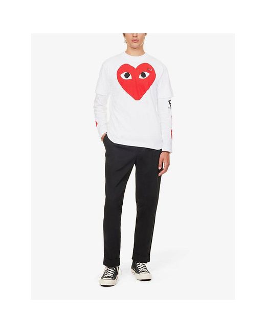 COMME DES GARÇONS PLAY White Heart Logo Cotton-jersey T-shirt for men