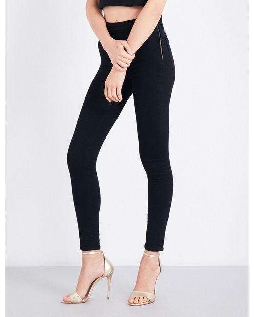 Plain Flap Pockets Skinny Jeans Slim Fit Side Zip - Temu Japan