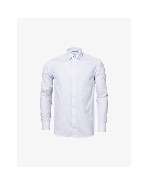 Eton of Sweden Blue Business Point-Collar Regular-Fit Cotton-Poplin Shirt for men