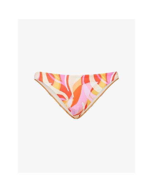 Away That Day Pink Amalfi Graphic-Print Bikini Bottoms