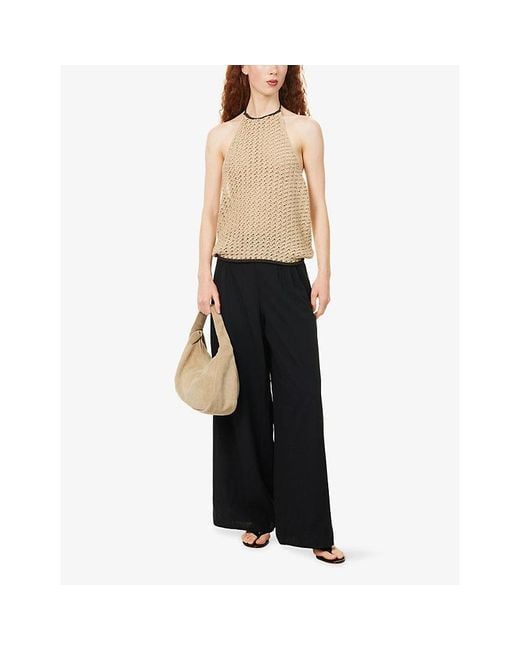 Sir Natural Ellinor Halter Open-Knit Cotton Top