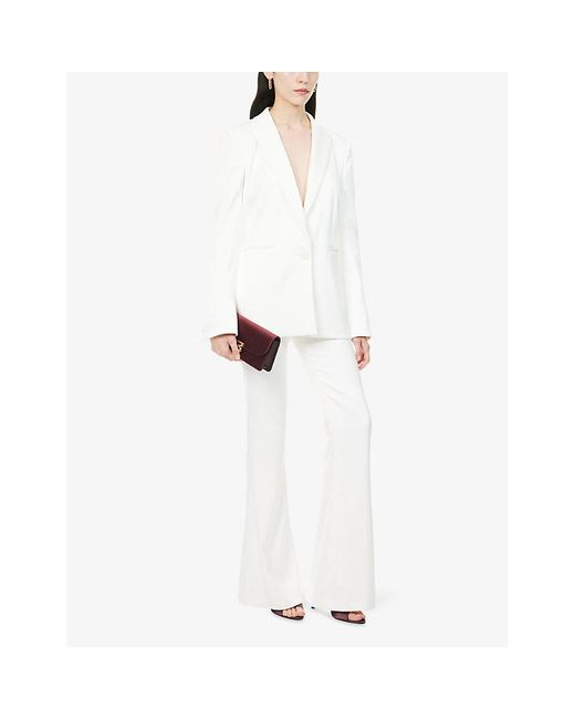 Galvan White Sculpted Flared Woven Trousers