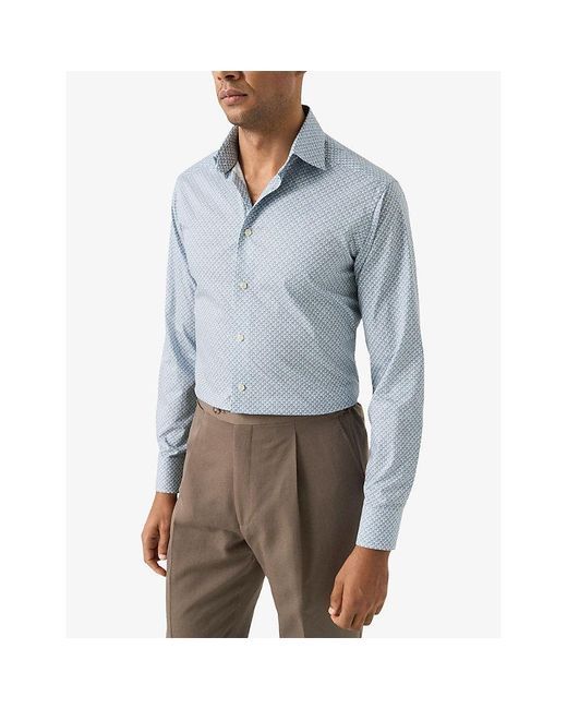 Eton of Sweden Blue Signature Twill Motif Contemporary-Fit Cotton Shirt for men