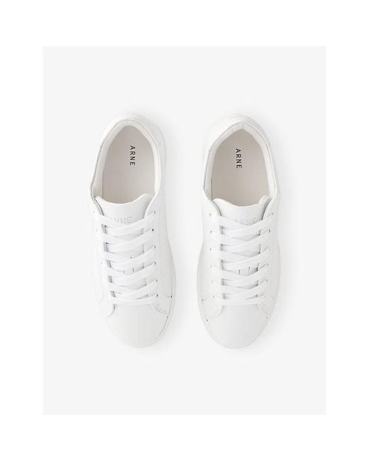 Arne White Mid Essential Leather Trainers for men