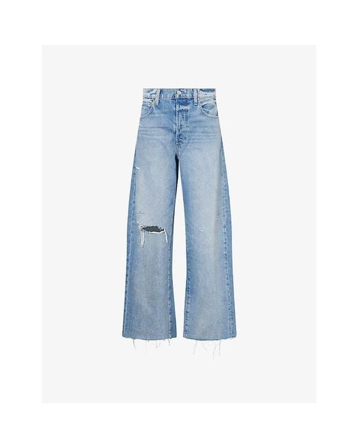 PAIGE Blue Arellia Skimmer Raw Hem Cotton Denim Jeans