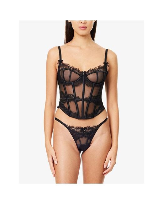 Lounge Underwear Black Zendaya Underwired Tulle Corset