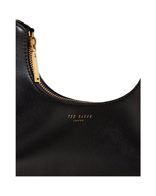 Ted Baker Black Kaelyin Stud-embellished Logo-embossed Leather Baguette Bag