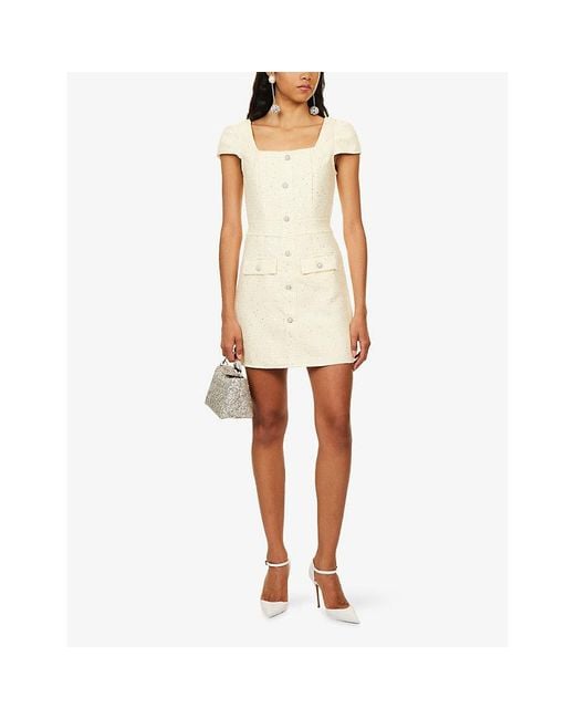 Sister Jane Natural Ella Embellished Tweed Mini Dress