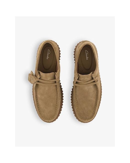 Clarks Brown Torhill Logo-tag Suede Shoes for men
