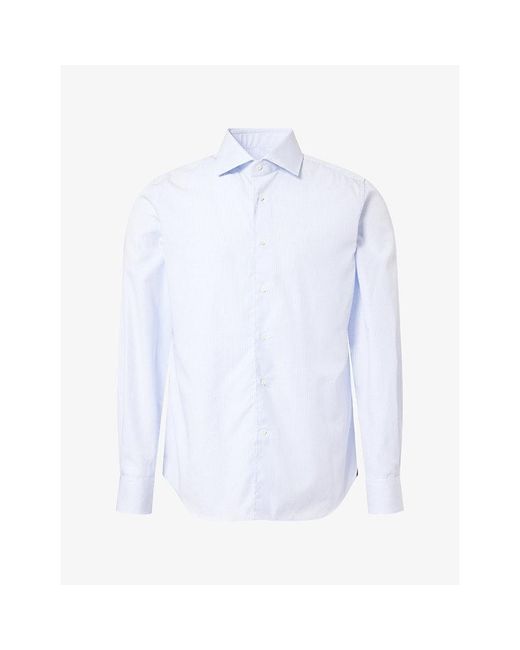 Corneliani White Window Pane Check Cotton Shirt for men