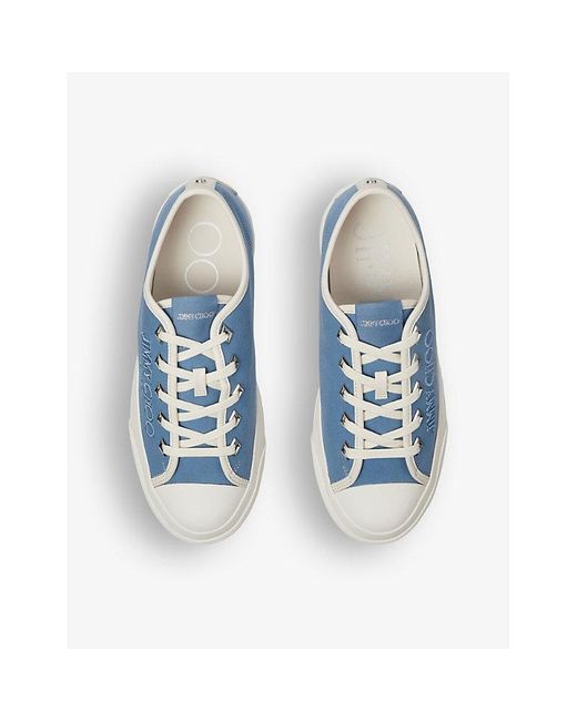 Jimmy Choo Blue Palma Maxi Logo-embroidered Canvas Low-top Trainers
