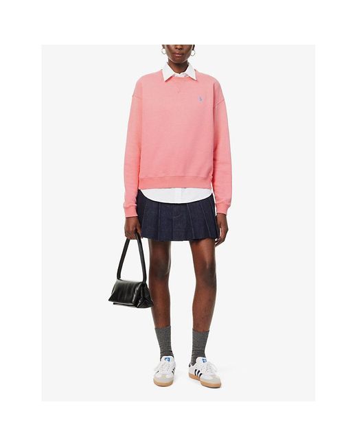 Polo Ralph Lauren Pink Logo-embroidered Cotton-jersey Sweatshirt