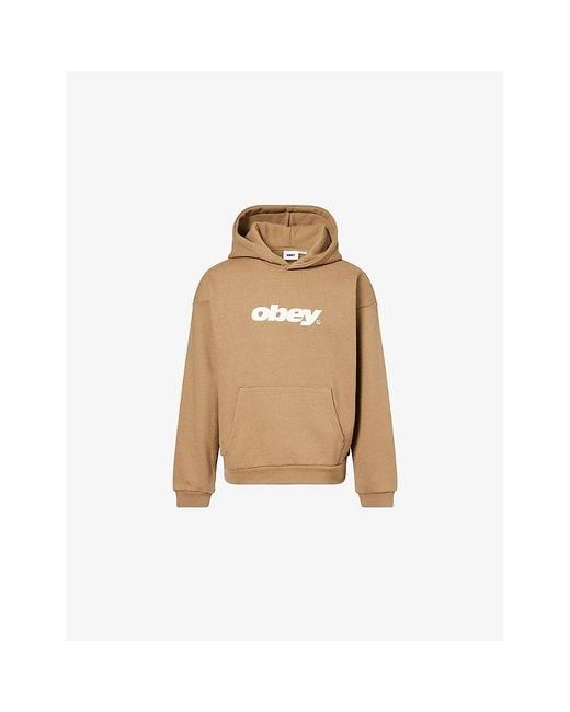 Obey Natural Bounce Brand-Print Cotton-Blend Hoodie for men