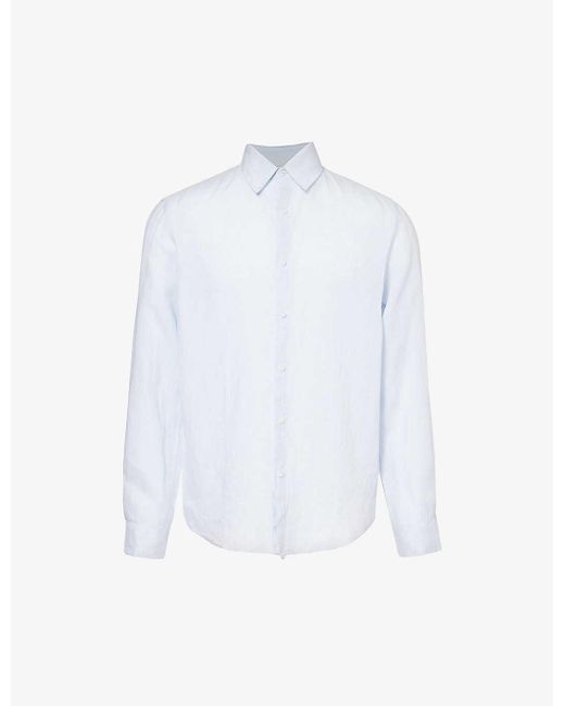 Sunspel White Curved-hem Regular-fit Linen Shirt X for men