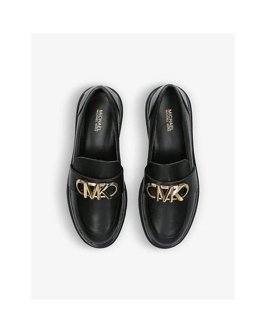 MICHAEL Michael Kors Black Parker Logo-plaque Lug-soled Leather Loafers