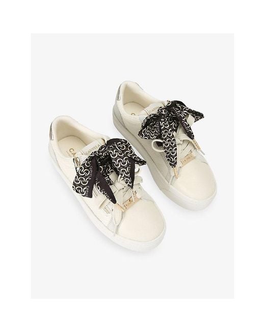 Carvela Kurt Geiger White Sorrento Scarf Faux-Leather Trainers