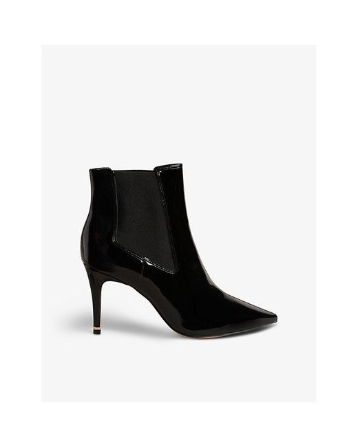 Ted Baker Yimmona Branded-ring Patent-leather Heeled Chelsea Boots in Black  | Lyst