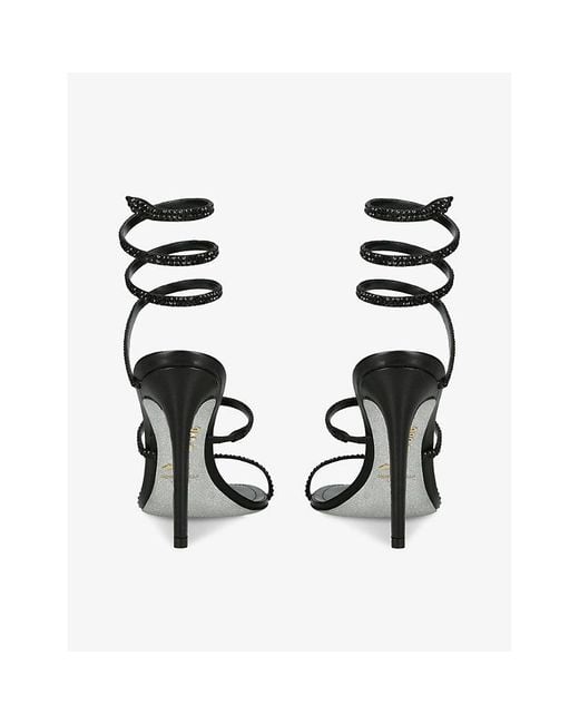 Rene Caovilla Black Cleo Ii 105 Crystal-Embellished Leather Heeled Sandals