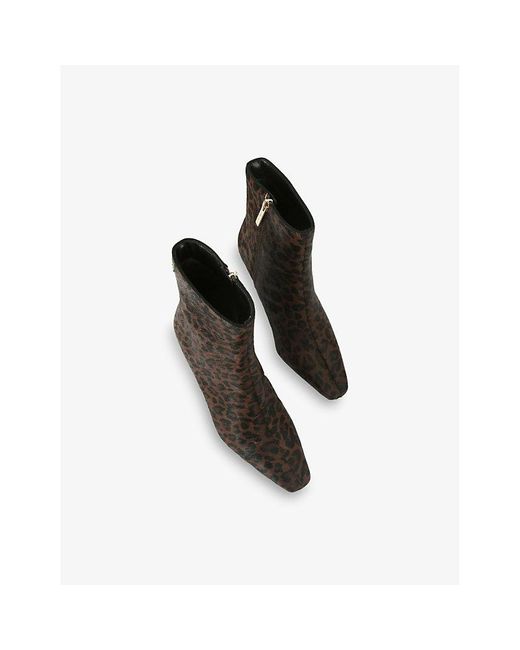 Carvela Kurt Geiger Moda Leopard Heeled Leather Ankle Boots in