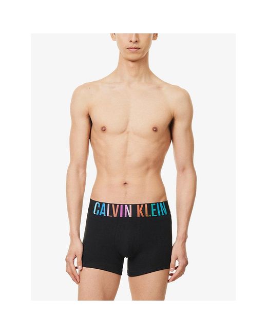 Calvin Klein Blue Branded-waistband Mid-rise Stretch-cotton Trunks X for men