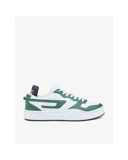 DIESEL Green S-ukiyo Logo-print Leather Low-top Trainers for men