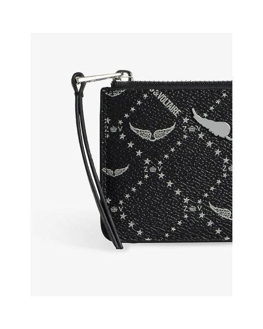 Zadig & Voltaire Black Zv Brand-Plaque Coated-Canvas Card Holder