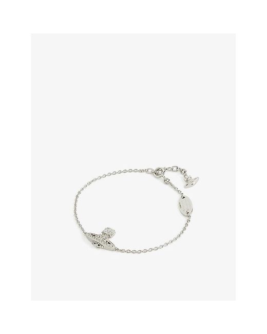 Vivienne Westwood White Narcissa Platinum Plated Sterling Silver And Cubic Zirconia Bracelet