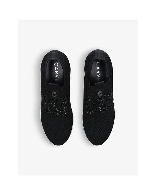 Carvela Kurt Geiger Black Janeiro 2 Crystal-Embellished Knitted Trainers