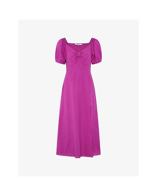 OMNES Purple London Bow-embellished Cotton-blend Dress