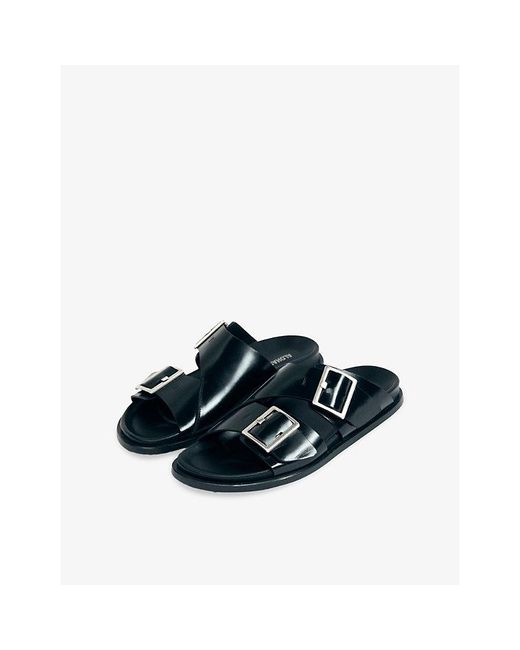 Alohas Blue Alba Flat Leather Sandals