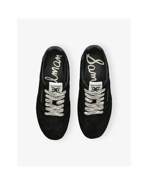 Sam Edelman Black Tobi Suede And Mesh Trainers