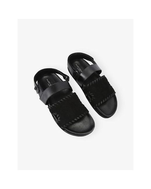 Kurt Geiger Black Baker Flat Leather Sandals for men