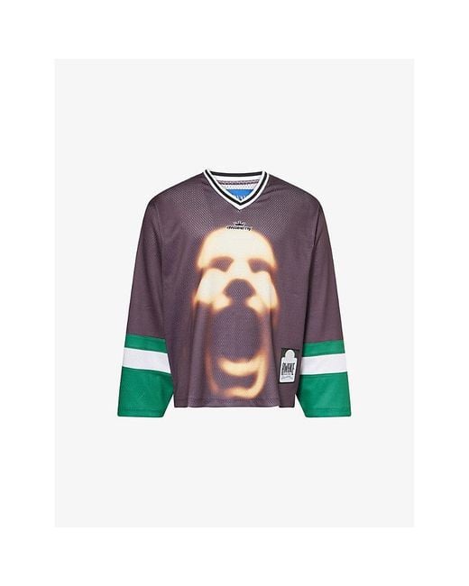 AWAKE NY Brown Hockey Graphic-Print Mesh Jersey Top for men