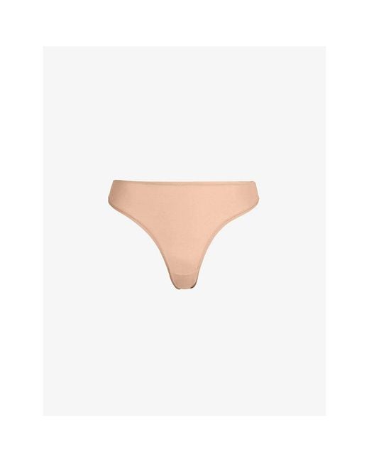 Skims Natural Fits Everybody Mid-Rise Stretch-Woven Thong