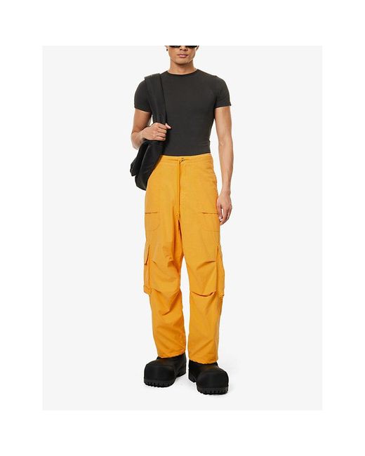 Entire studios Yellow Freight Wide-leg Relaxed-fit Cotton Cargo Trousers for men