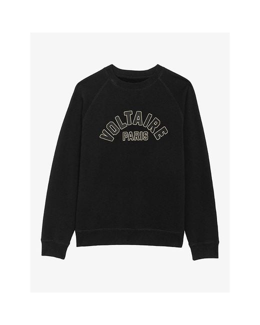 Zadig & Voltaire Black Sunca Logo-Embroidered Cotton Sweatshirt