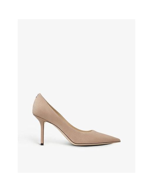 Jimmy Choo White Love 85 Suede-Leather Heeled Pumps