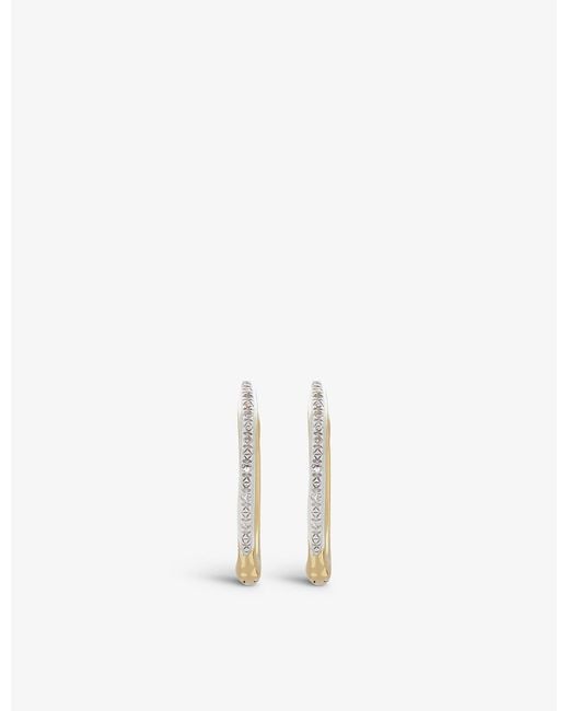 Monica Vinader Metallic Riva Wave 18ct Yellow Gold-plated Vermeil Sterling-silver And 0.06ct Round-cut Diamond Hoop Earrings