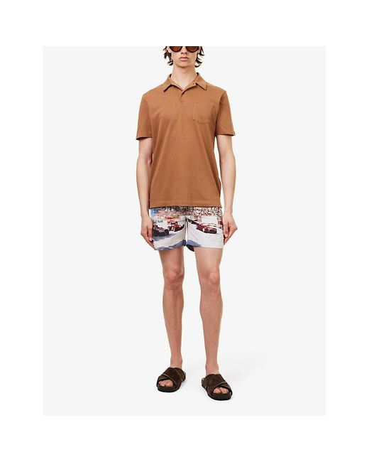 Orlebar Brown White Bulldog Photo-Printed Swim Shorts for men
