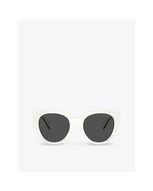 Prada White Pr 14ws Cat-eye Acetate Sunglasses